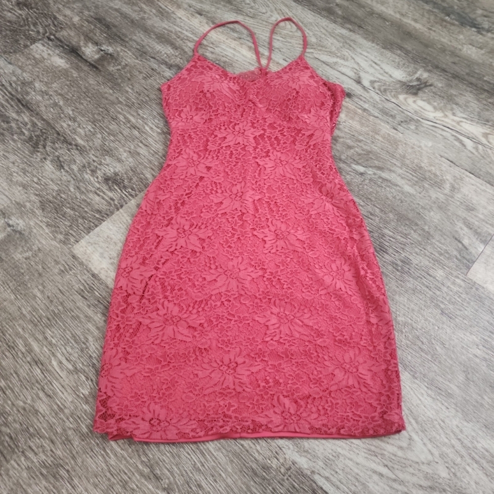 Charlotte Russe Floral Lace Midi Dress - Pink